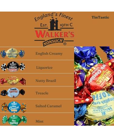 Walkers Liquorice Toffee Sweets 200g Bundle with TinTastic Silver Refillable Window Lid Tin Individually Wrapped and Gluten-Free Creamy Treat for Home Desk or Travel - Buy Online on SooperMarket.com