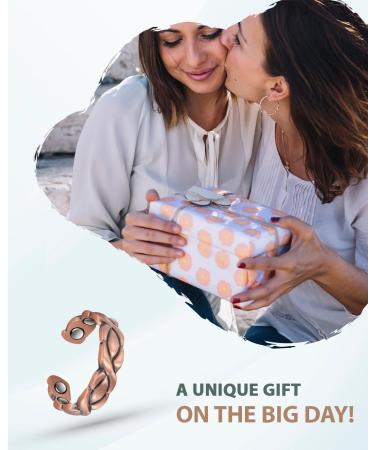 EnerCoppeX Copper Magnetic Ring for Women Lymphatic Drainage Adjustable Ring 3500 Gauss Magnet (CPR-0178) - Buy Online on SooperMarket.com