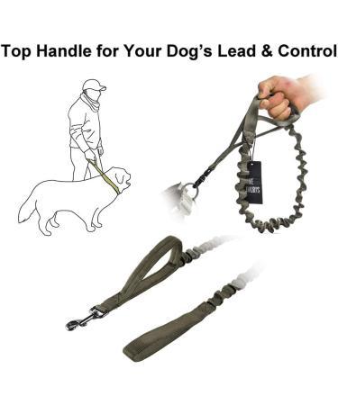 OneTigris Tactical Dog Training Leash with Bungee and 2 Control Handles - Olive Green - Buy Online on SooperMarket.com