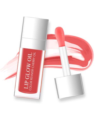 Lisara?Hydrating?Lip?Glow Oil ?Moisturizing?Lip Oil Gloss Transparent?Plumping?Lip Gloss Big?Brush?Head?Non-Sticky?Long?Lasting?Nourishing Tinted Lip?Balm?for?Lip?Care?and?Dry?Lips - Strawberry