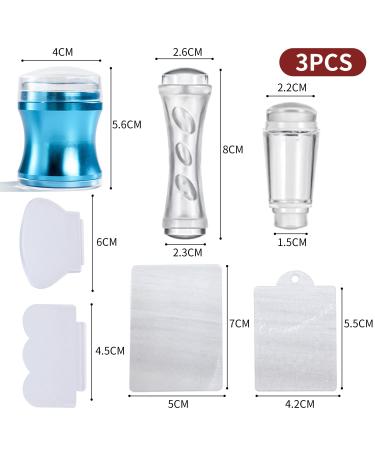 Shop Luvadeyo 3-Piece Nail Art Stamper Set - Double-End Silicone Jelly Nail Stamping Tools for DIY Manicure - Transparent & Blue - Buy Online on SooperMarket.com