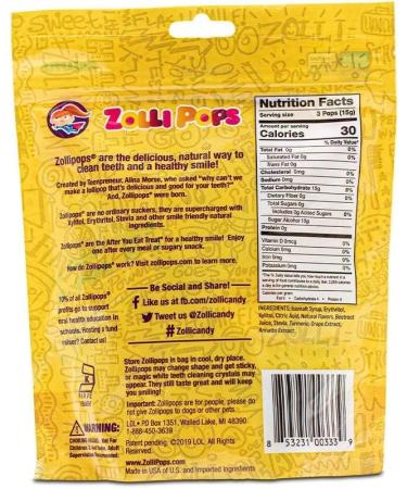 Zollipops Clean Teeth Pops Dental Health Lollipops 30 Count Zero Sugar Pineapple Flavor Vegan & Gluten Free Pack of 2 - Buy Online on SooperMarket.com