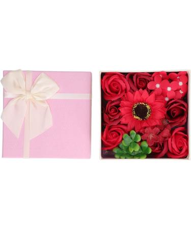 Simulation Flower Bath Soap Women Exquisite Flower Soap Gift Box for Birthday Valentines Day Christmas for Her Women Teens Girls Mom Birthdays (Red) - Buy Online on SooperMarket.com