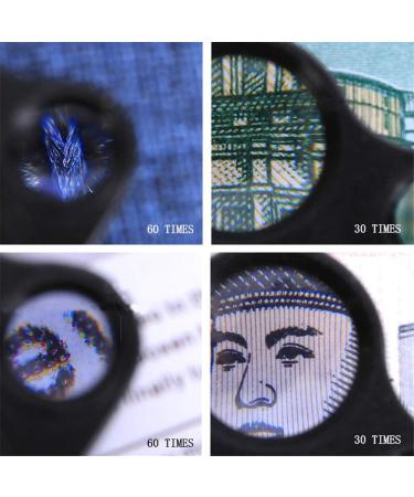 Gift2U Jewelers Eye Loupe 2 Lens 30X 60X Black White Illuminated Jewelry Magnifier with Bright LED Lights for Gems Jewelry 2 Pieces - Buy Online on SooperMarket.com