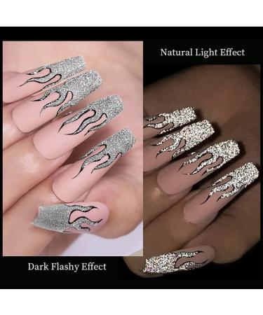 MIZHSE Reflective Glitter Gel Polish Set - Silver Colorful Glitter | Christmas Nail Art Varnish Manicure Kit for Beginners | Soak Off LED Lamp Included - Buy Online on SooperMarket.com