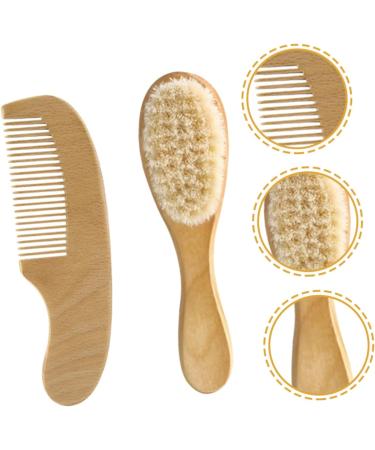 KOMBIUDA Baby Hair Brush Set - Soft Wooden Brush and Comb for Newborns and Infants - Perfect Baby Care Kit for Scalp Massage and Gifting - Buy Online on SooperMarket.com