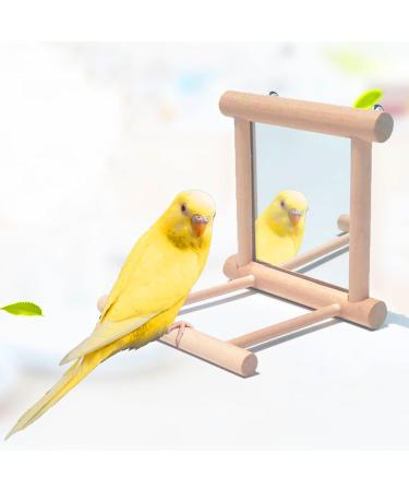 2Pcs Parrot Hanging Swing Mirror Fun Wooden Parrot Mirror Hanging Wooden Bird Mirror Toy Parrot Toy Budgie Mirror for Small Birds - Buy Online on SooperMarket.com