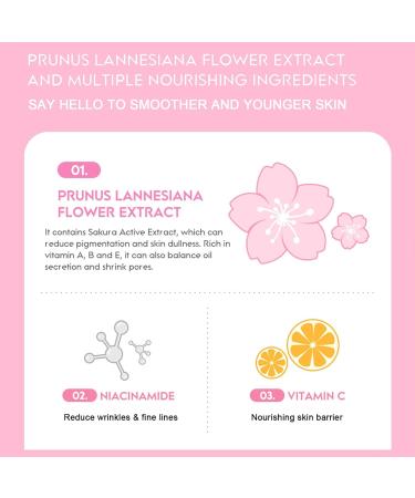 Sakura Facial Moisturizer - Cherry Blossom Face Cream with Niacinamide & Vitamin C | Hydrating Korean Skin Care for Women - Buy Online on SooperMarket.com