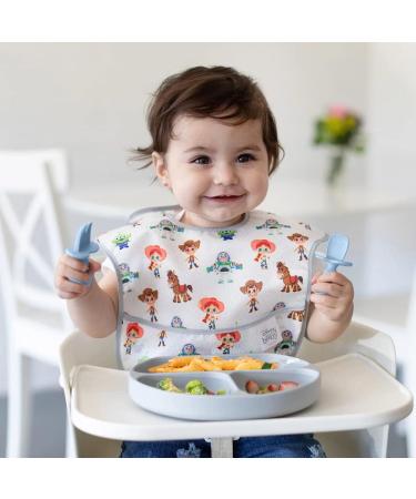 Vicloon Baby Fork and Spoon Set - 4Pcs Silicone Self Feeding Utensil for Easy Grip | Toddler Cutlery Kit for Infant & Children | First Led Training Weaning Spoons - Blue-light Green - Buy Online on SooperMarket.com
