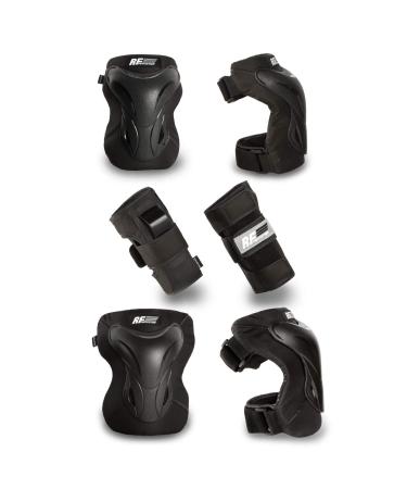 Rollerface Protective Gear Pro-Performance Knee pads, elbow pads and wrist guards Unisex for Multi Sports Scooter, Skateboarding, Biking, Roller Skating, Inline Skating, 3 in 1 Black Medium Adult