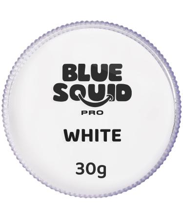 Blue Squid PRO Face Paint - Classic White (30gm) Professional Water Based Single Cake Face & Body Paint Makeup Supplies for Adults Kids Halloween Facepaint SFX Water Activated Face Painting Non Toxic