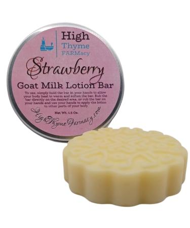 Strawberry Lotion Bar - Hydrating Goat Milk Lotion for Dry Skin | Eco-Friendly Beeswax Solid Lotion | Travel-Friendly Zero Waste Hand Care - Buy Online on SooperMarket.com