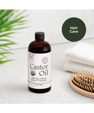 Organic Castor Oil 4oz - Pure & Natural Cold Pressed for Lashes, Eyebrows, Hair & More - Buy Online on SooperMarket.com