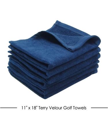 3-Pack Navy Cotton Terry Fingertip Hand Towels 11x18 - Soft and Absorbent Hemmed Fingertip Towel - Buy Online on SooperMarket.com