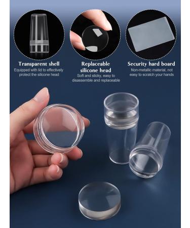 EBANKU Clear Nail Stamper Set with Scrapers - 3 Silicone Jelly Stampers, 3 Replaceable Heads - Manicure Tools - Buy Online on SooperMarket.com
