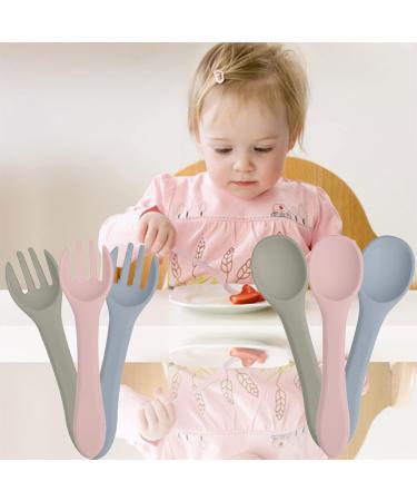 6 Pcs Silicone Baby Weaning Forks and Spoons Set for Self-Feeding - Training Utensils for Toddlers and Babies Over 6 Months - Boy and Girl First Foods - Buy Online on SooperMarket.com