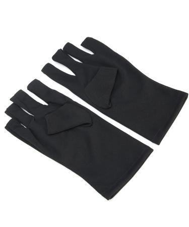 U V Gloves 1 Pair Nail Art Skin Care Fingerless Gloves Protect Hands from Outdoor Sun U V Light Harm(Black)