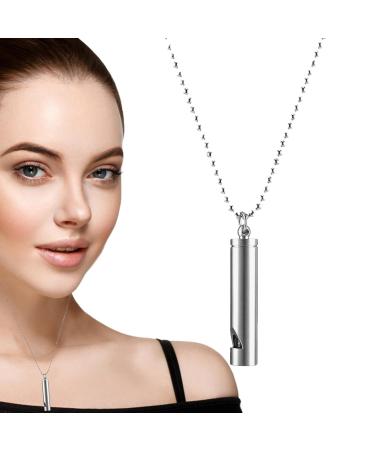 Quit Vaping Necklace | Stainless Steel Breathing Necklace for Stress | Calm Breath Necklace Spiritual Stress Necklace for Meditation Sleep Aid Calm Down Silver