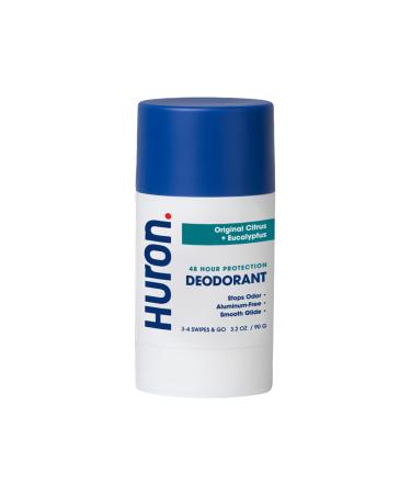 Huron Men s Deodorant - Dermatologist & Clinically Tested 48 Hour Odor Protection - Aluminum Free Deodorant - 3.2 Oz - Original Citrus + Eucalyptus