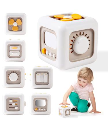 Editbar motor cubes activity cubes Montessori motor cubes toy from 1 2 3 year baby toys 1 year 6-in-1 switch fan mirror buttons learn drawer as fidget toys