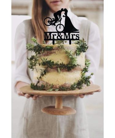 Bicycle Kissing Bride and Groom Wedding Cake Topper Black Acrylic Mr & Mrs Wedding Cake Topper Funny Wedding Cake Topper Bridal Shower Cake Topper - Buy Online on SooperMarket.com