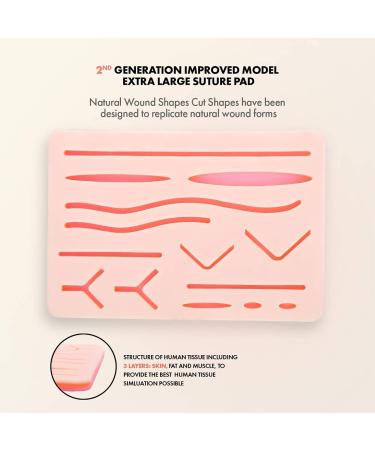 Suture Practice Pads 3 Layer with 14 Wounds - 5x7 Suture Practice Kit for Medical Training by Students and Veterinarians - Buy Online on SooperMarket.com