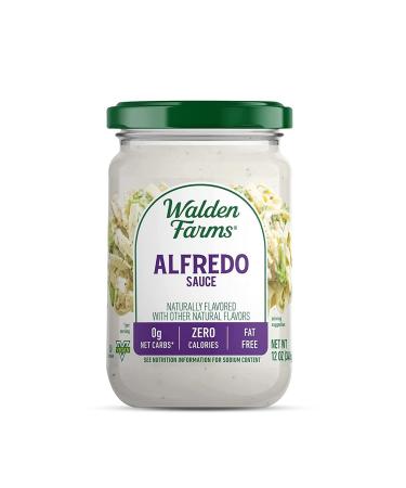 Walden Farms Light Alfredo Sauce, 12 oz. Jar - Thick & Creamy, Fresh and Flavorful, Vegan, Paleo & Keto Friendly, Non-Dairy Milk Substitute, 0g Net Carbs - Perfect for Chicken, Fish, Scampi, and More