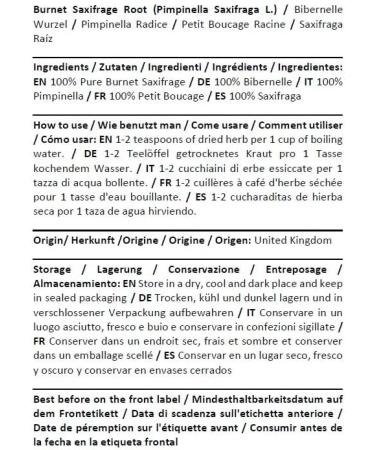 Health Embassy Burnet Saxifrage Root Tea | Pimpinella Saxifraga L | Petit Boucage Racine Tisane (50g) - Buy Online on SooperMarket.com