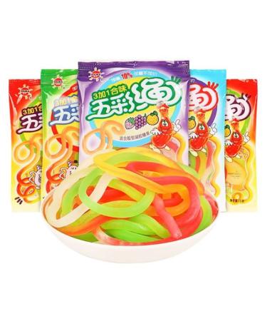 Ready to eat colored fruit fudge fruit flavored soft sweets childhood nostalgic candy gift pack casual snacks pastries healthy sweet candy colorful rope candy delicious desserts (12g*60 bags)