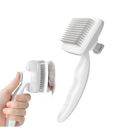 Pecute dog brush long hair cat brush pet brush self-cleaning plucking brush dog comb fur brush dog gently underwool massage fur care brush for cats dog shorthair S-for short-haired cats just gray