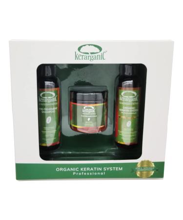 Formaldehyde-Free Keratin System DIY Set: Pre-Treatment Shampoo Hair Treatment Post-Treatment Mask with Argan Oil - (4oz each)