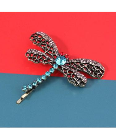 Vintage Rhinestone Dragonfly Hair Clips Set - Elegant Alloy Barrettes for Women - Buy Online on SooperMarket.com