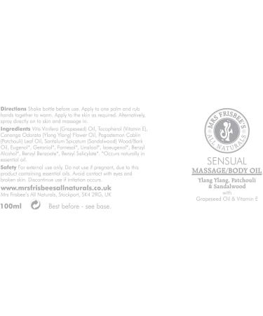 Sensual Aromatherapy Massage Oil / Body Oil (Ylang Ylang Patchouli & Sandalwood) Aromatherapy Massage Oil made with 100% Natural Cold Pressed Oils Vitamin E and Pure Essential Oils / Handmade / Natural / Vegan / Cruelty Free - Buy Online on SooperMarket.com