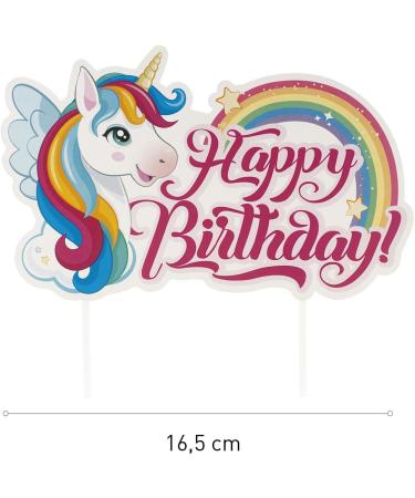 dekora - Cake Decoration Birthday Happy Birthday Cake Topper Unicorn Tesia Made of Paper - 17.5 x 15 cm - Buy Online on SooperMarket.com