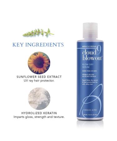 Brocato Cloud 9 Blowout Blow Dry Serum 8.5oz | Miracle Rapid Repair & Heat Protectant for Soft, Shiny Hair - All-Natural & Color Safe - Buy Online on SooperMarket.com