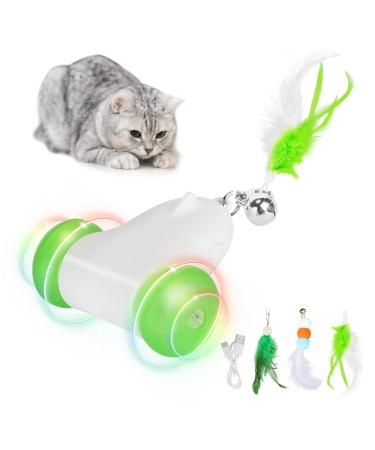 PETTOM Cat Toys Interactive for Indoor Cats Smart Cat Mouse Toy with Colour-Changing LED Lights Wheels Activated Cat Chase Toys for Kittens with Two Speed Modes- USB Rechargeable Adjustable speed
