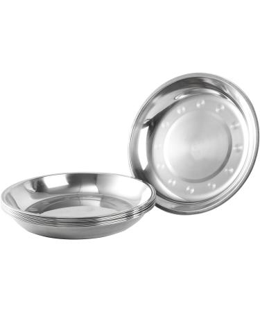 TOPZEA 10 Pack Stainless Steel Round Plates 9 Inch - Ideal for Camping, Outdoor Picnics, Hiking, and BBQ - Durable Dinner Plates for Home and Canteen Use - Buy Online on SooperMarket.com