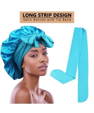 Heniho 5pcs Satin Bonnets for Black Women | Large Tie Band Jumbo Braids Bonnet Set - Buy Online on SooperMarket.com