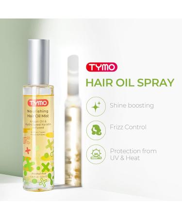 TYMO Argan Hair Oil Spray - Vegan Hydrating Blend for Frizzy Hair | Organic Formula Smooth Ends & Add Shine | 1.69 Fl Oz - Buy Online on SooperMarket.com