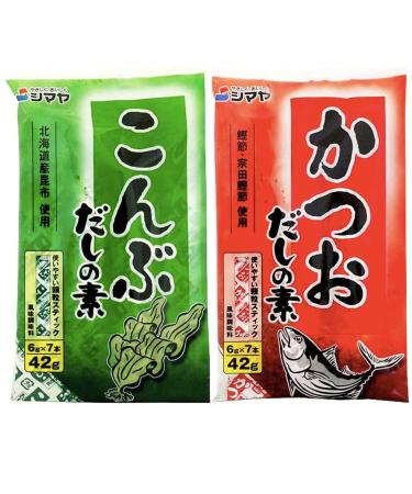 Shimaya Katsuo Bonito Dashi Stock Powder and Kombu Kelp Stock Powder - each pack of 42g by Food Sanctuary