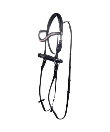 RL24 - bridle bridle bite without wood horses Funny Horses from HKM |Leather bridle in black/pink |Bridle for wooden horse with reins |Horse toys for children |Wood horse accessories for Minishetty Minishetty Black/Pink
