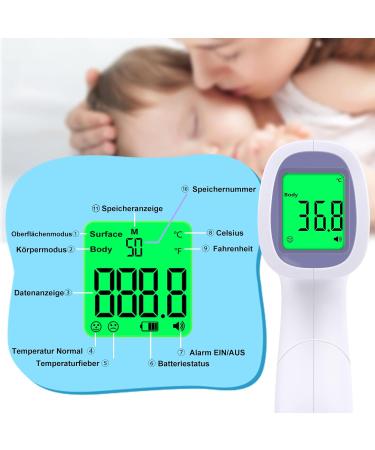 Buy Contactless Infrared Thermometer for Baby Adult & Children - Precise Fever Readings Alarm & 50 Memory Function - Digital LCD Display - White & Purple - Buy Online on SooperMarket.com