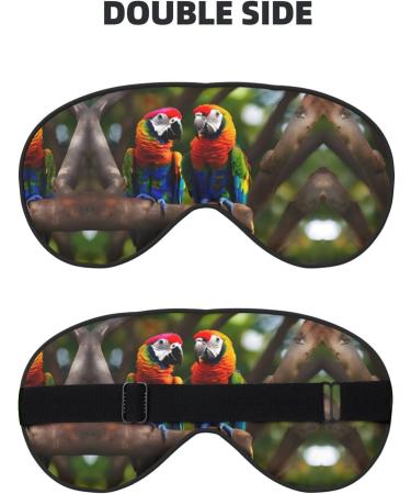 Colorful Parrots On Tree Print Double-Sided Eye Mask Soft and Light Blocking for Enhancing Sleep Quality - Buy Online on SooperMarket.com
