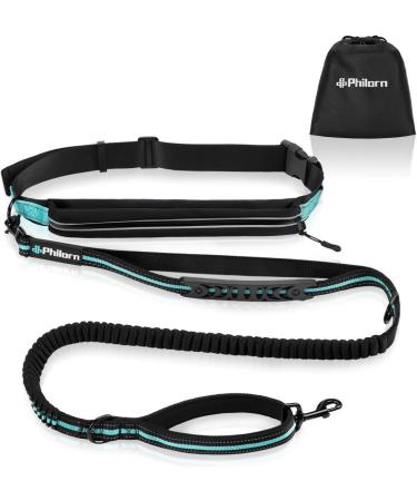 Philorn Hands Free Dog Lead with Phone Pouch - Running/Jogging Leash, Shock Absorbing Bungee, Reflective Stitching, Blue - Buy Online on SooperMarket.com