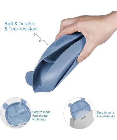 Happy T Baby Silicone Suction Plate with Lid | Toddler Self Feeding Plate | 3 Compartment Divided Dishes | Microwave & Dishwasher Safe | Non-Slip | Unbreakable | Blue - Buy Online on SooperMarket.com