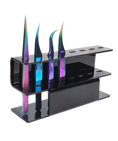 1pc Tweezer Display Stand Durable Acrylic Eyelash Extension Tools Storage Holder Tweezers Scraper Shears Organize Rack  8 Holes  Black 8 Holes-black