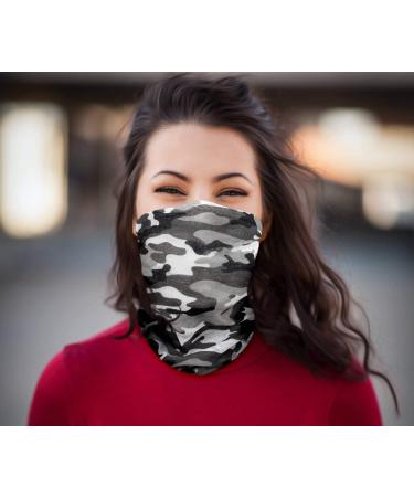 Multifunctional Neckerchief Tube Scarf for Women & Men - Breathable Camouflage Gray Round Scarf for Sports & Motorcycle Use - Buy Online on SooperMarket.com