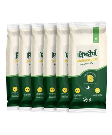 Amazon Brand - Presto! Multi-Purpose Household Wipes Biodegradable Citrus Scent 252 Wipes (6 Packs of 42)