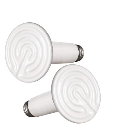 BOEESPAT 60W/100W/150W 2 Pack Ceramic Heat Emitter Bulb Reptile Heat Lamp Brooder Coop Pet No Light No Harm for Pets Amphibians Hamsters Snakes Birds Poultry Chicken Coop Habitats (White)