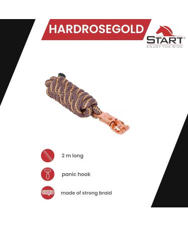 Leadership Horse Start Hardrosis Gold PP 2m Trick Line with Panic & Carabin Hooks - Ideal for Horses Ponies Donkeys & Goats (Brown/Rose Gold) - Buy Online on SooperMarket.com